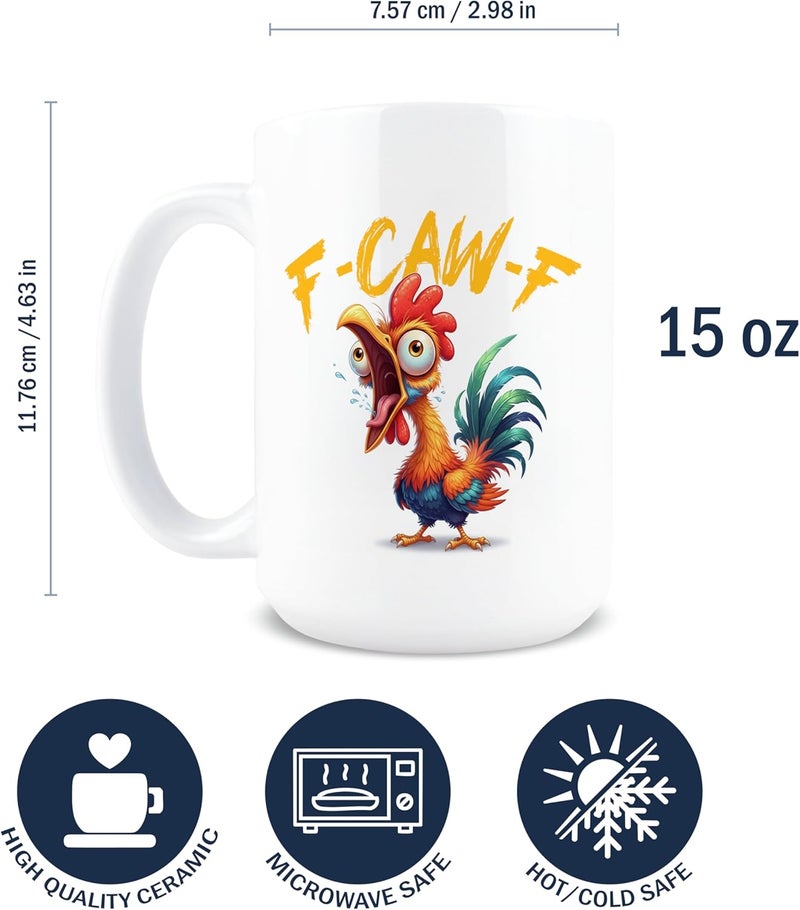 Hogg F-Caw-F Mug, 15 oz Ceramic F Caw F Coffee Mug, Hidden Message Coffee Cup, F-Caw-F, Secret Message Cup, Sarcastic Gifts, Sassy Rooster, White Elephant Gag Gift, F Caw F - Image 2